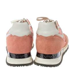 مملوكة مسبقًا حذاء رياضي لوي فيتون رباط علوي شبك و سويدي برتقالي زهري مقاس 37