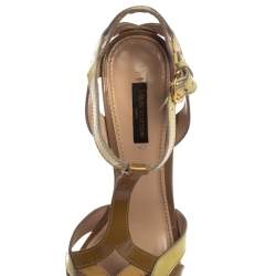 Louis Vuitton Tricolor Patent Leather Ankle Strap Sandals Size 38.5 