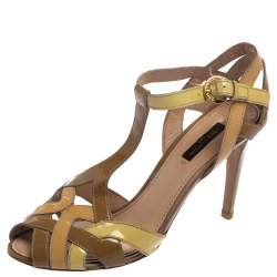 Louis Vuitton Tricolor Patent Leather Ankle Strap Sandals Size 38.5 