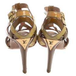 Louis Vuitton Tricolor Patent Leather Ankle Strap Sandals Size 38.5 