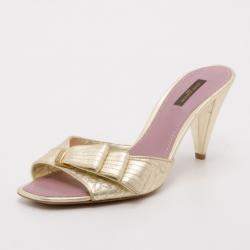 Pre Owned Louis Vuitton Gold Evening Sandals Size 39