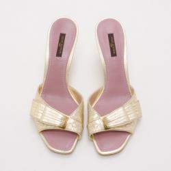 Pre Owned Louis Vuitton Gold Evening Sandals Size 39