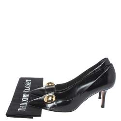 Louis Vuitton Black Leather Pointed Toe Pumps Size 36.5
