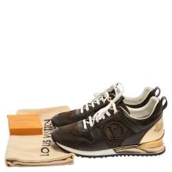 مملوكة مسبقًا Louis Vuitton Military Green Leather And Suede Run Away Sneakers Size 39