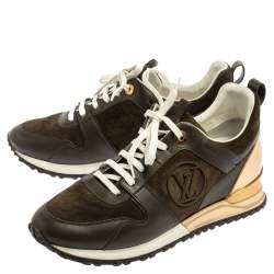 مملوكة مسبقًا Louis Vuitton Military Green Leather And Suede Run Away Sneakers Size 39