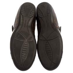 Pre Owned Louis Vuitton Brown Monogram Canvas And Patent Leather Low Top Sneakers Size 36 