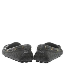 Pre Owned Louis Vuitton Black Monogram Empreinte Leather Gloria Flat Loafers Size 36.5