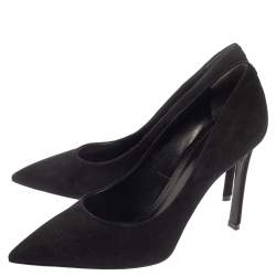 Pre Owned حذاء كعب عالي لوي فيتون مقدمة مدببة جلد و سويدي أسود مقاس 39