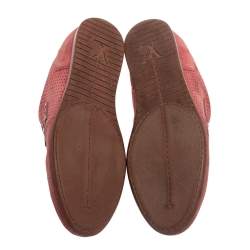 Pre Owned  Louis Vuitton Pink Perforated Suede Low Top Sneakers Size 35.5