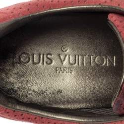 Pre Owned  Louis Vuitton Pink Perforated Suede Low Top Sneakers Size 35.5
