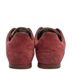 Pre Owned  Louis Vuitton Pink Perforated Suede Low Top Sneakers Size 35.5