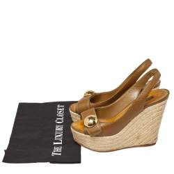 Pre Owned صندل لوي فيتون كعب روكي إسبادريل مقدمة مفتوحة نعل سميك فتحة كعب جلد أخضر زيتوني مقاس 37