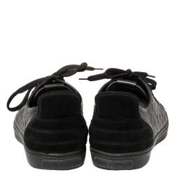 Pre Owned Louis Vuitton Black Monogram Empreinte Leather And Suede Low Top Sneakers Size 37