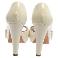 Louis Vuitton White Patent Leather Apple Peep Toe Pumps Size 37.5