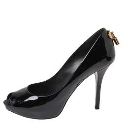 مملوكة مسبقًا Louis Vuitton Black Patent Leather Oh Really! Peep Toe Pumps Size 38