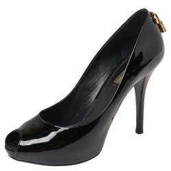 مملوكة مسبقًا Louis Vuitton Black Patent Leather Oh Really! Peep Toe Pumps Size 38