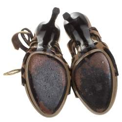 مملوكة مسبقًا Louis Vuitton Multicolor Leopard Print Calf Hair Runway Sandals Size 41