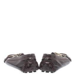 مملوكة مسبقًا حذاء لوفرز لوي فيتون جلد لامع عنابي مقاس 38