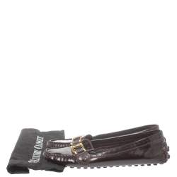 مملوكة مسبقًا حذاء لوفرز لوي فيتون جلد لامع عنابي مقاس 38