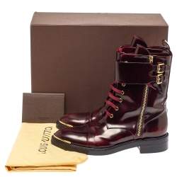 Louis Vuitton Burgundy  Leather Diplomacy Ranger Boots Size 40