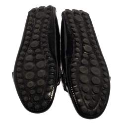 Pre Owned Louis Vuitton Black Patent Leather Logo Slip On Loafers Size 36.5