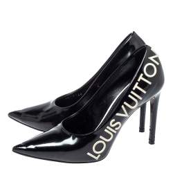 Pre Owned Louis Vuitton Black Leather Call Back Pointed Toe Pumps Size 37