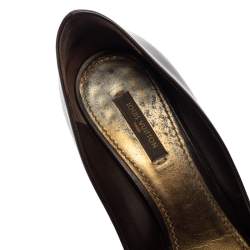 Pre Owned حذاء كعب عالي لوي فيتون مقدمة مفتوحة جلد بني مقاس 38