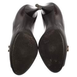 Pre Owned حذاء كعب عالي لوي فيتون مقدمة مفتوحة جلد بني مقاس 38