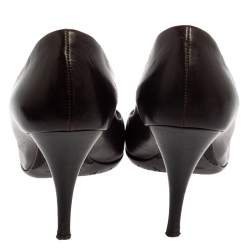 Pre Owned حذاء كعب عالي لوي فيتون مقدمة مفتوحة جلد بني مقاس 38