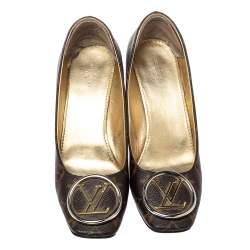 Pre Owned Louis Vuitton Brown Monogram Canvas Madeleine Pumps Size 39.5