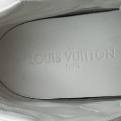 مملوكة مسبقًا Louis Vuitton Beige/White Leather And Embossed Monogram Suede Millenium Wedge Sneakers Size 36.5