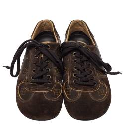 Pre Owned حذاء رياضي لوي فيتون اينرجي كانفاس مونوغرامي و سويدي بني مقاس 37