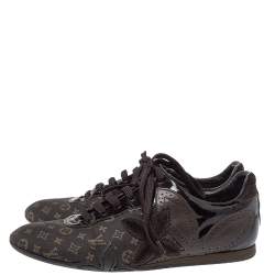 Pre Owned Louis Vuitton Brown Monogram Canvas And Patent Leather Energie Sneakers Size 37.5