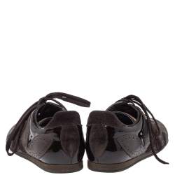 Pre Owned Louis Vuitton Brown Monogram Canvas And Patent Leather Energie Sneakers Size 37.5