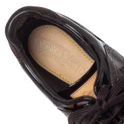 Pre Owned Louis Vuitton Brown Monogram Canvas And Patent Leather Energie Sneakers Size 37.5