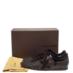 Pre Owned Louis Vuitton Brown Monogram Canvas And Patent Leather Energie Sneakers Size 37.5