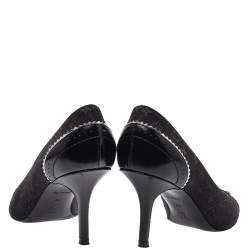 مملوكة مسبقًا حذاء كعب عالي لوي فيتون راكويل مرصع جلد و كانفاس ميني لين أسود مقاس 39