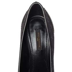 مملوكة مسبقًا حذاء كعب عالي لوي فيتون راكويل مرصع جلد و كانفاس ميني لين أسود مقاس 39