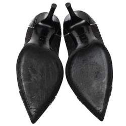 مملوكة مسبقًا حذاء كعب عالي لوي فيتون راكويل مرصع جلد و كانفاس ميني لين أسود مقاس 39