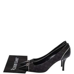 مملوكة مسبقًا حذاء كعب عالي لوي فيتون راكويل مرصع جلد و كانفاس ميني لين أسود مقاس 39