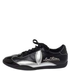مملوكة مسبقًا Louis Vuitton Black/Silver Patent And Leather Low Top Lace Up Sneakers Size 39.5
