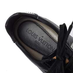 مملوكة مسبقًا Louis Vuitton Black/Silver Patent And Leather Low Top Lace Up Sneakers Size 39.5