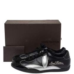 مملوكة مسبقًا Louis Vuitton Black/Silver Patent And Leather Low Top Lace Up Sneakers Size 39.5