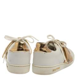 مملوكة مسبقًا Louis Vuitton White/Gold Leather Frontrow Low Top Sneakers Size 39