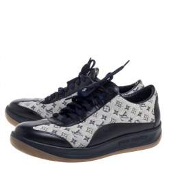 مملوكة مسبقًا Louis Vuitton Blue/Grey Canvas And Leather Mini Lin Sneakers Size 40