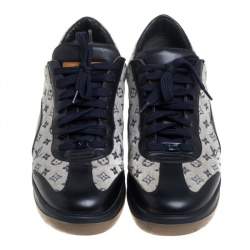 مملوكة مسبقًا Louis Vuitton Blue/Grey Canvas And Leather Mini Lin Sneakers Size 40