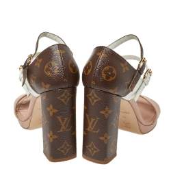 Louis Vuitton Tri Color Monogram Canvas and Leather Double Strap Sandals Size 39