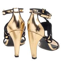 Pre Owned صندل لوي فيتون سويدي و جلد ذهبي مقاس 37