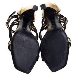 Pre Owned صندل لوي فيتون سويدي و جلد ذهبي مقاس 37