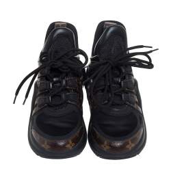 Pre Owned Louis Vuitton Black Monogram Canvas And Mesh Archlight Sneakers Size 36